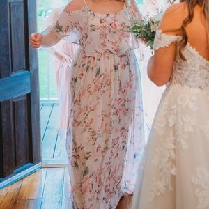 Revelry Layla Blush Floral Bridesmaid dress